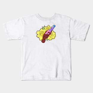 Ramune Bottle with Peonies Kids T-Shirt